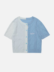 T-Shirt aus gedrehtem Strick in Colorblock-Optik