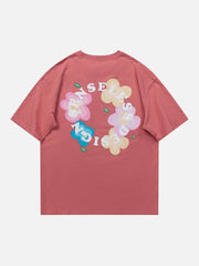 T-Shirt mit buntem Blumenmuster