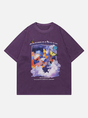 T-Shirt mit buntem Schmetterlings-Print