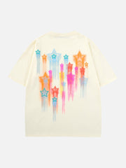 Buntes T-Shirt mit Sternen-Print