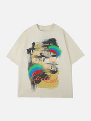 Buntes T-Shirt mit Graffiti-Buchstaben-Print