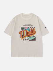 T-shirt imprimé lettres de couleur contrastée