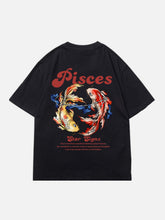 T-shirt graphique en coton avec constellations et alphabet