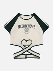 T-Shirt mit gekreuztem Herzsaum