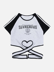 T-Shirt mit gekreuztem Herzsaum