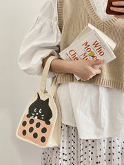 Sac en toile avec illustration de petit chat noir mignon