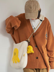 Sac bandoulière en peluche pieuvre mignon