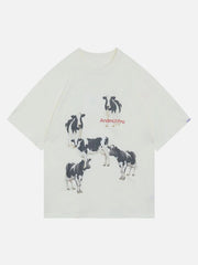 Baumwoll-T-Shirt mit Milchkuh-Print