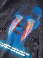 Sweat-shirt ample à capuche style sombre - 1697