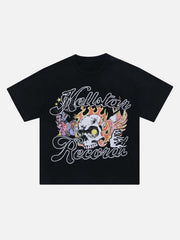 T-Shirt mit Dämonenschädel-Print
