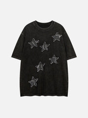 Denim Star Patchwork Washed Tee