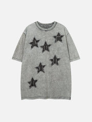 Denim Star Patchwork Washed Tee