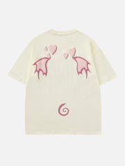 T-shirt imprimé en mousse avec motif cœur du diable