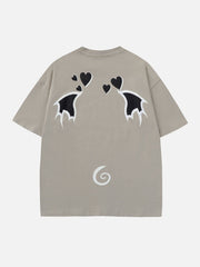 T-shirt imprimé en mousse avec motif cœur du diable