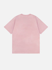 T-Shirt aus Wildleder mit Würfel-Poker-Stickerei