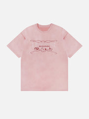 T-Shirt aus Wildleder mit Würfel-Poker-Stickerei