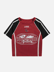 T-Shirt mit digitalem Patchwork-Stickerei