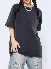T-Shirt mit dimensionalem Stempel und Prägung