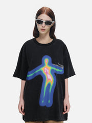 Oversize-T-Shirt mit verzerrter Portrait-Grafik