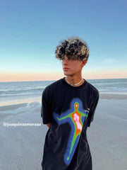 Oversize-T-Shirt mit verzerrter Portrait-Grafik