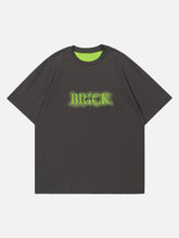 T-shirt brodé à lettres vieillies