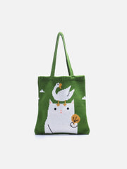 Strickhandtasche mit Entenmuster