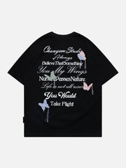 T-Shirt mit aufgesticktem Schmetterlingsbuchstaben