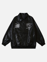 Bestickte Lederjacke mit Monogramm