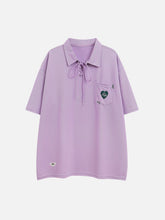 T-Shirt mit Polokragen und bestickten Trägern