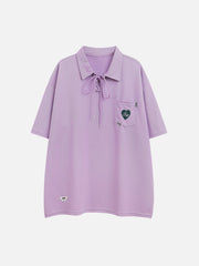 T-Shirt mit Polokragen und bestickten Trägern