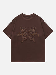 T-Shirt mit Schmetterlingsstickerei