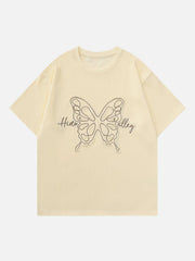 T-Shirt mit Schmetterlingsstickerei