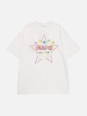 Stickerei Bunte Stern Quaste T-Shirt