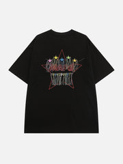 Stickerei Bunte Stern Quaste T-Shirt