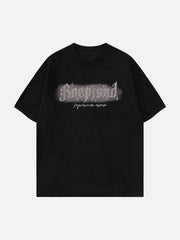 T-Shirt mit gesticktem Buchstaben-Doodle-Grafik