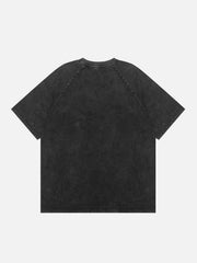 Embroidery Letter Print Washed Tee