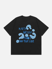 Embroidery Question Mark Letter Print Tee