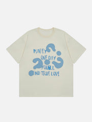 Embroidery Question Mark Letter Print Tee
