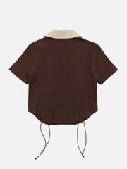 Embroidery Side Drawstring Fold-over Star Tee