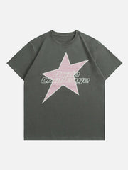 Embroidery Star Letter Print Tee