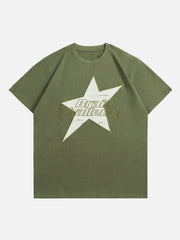 Embroidery Star Letter Print Tee