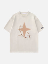 T-shirt graphique brodé avec étoiles et épines