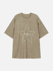 Embroidery Thorns Star Print Tee