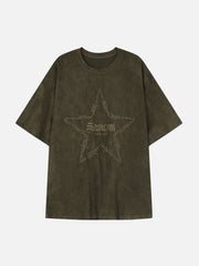 Embroidery Thorns Star Print Tee