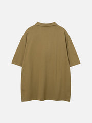 Embroidery Zip Up Polo Tee