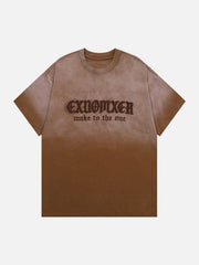Gewaschenes T-Shirt mit Farbverlauf und Stickerei