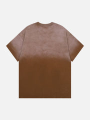 Gewaschenes T-Shirt mit Farbverlauf und Stickerei