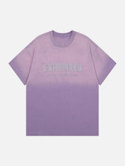 Gewaschenes T-Shirt mit Farbverlauf und Stickerei