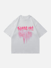 T-shirt graphique tie-dye avec lettres de flammes