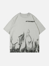 T-shirt en coton à imprimé flamme